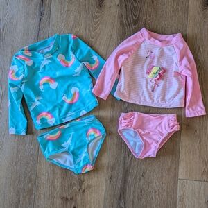 Lot of 2  Bikini Rash guard Sets 6-9 Months